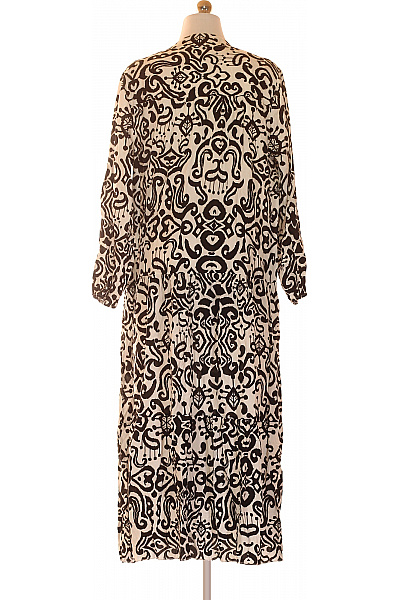 Dámské šaty s dlouhým rukávem černo-bílé vzorované volnočasové Vel. XL | Unimoda | obrázek 3