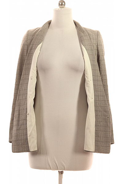 HM  Dámský dvouřadý polyesterový blejzr béžový károvaný elegantní business Velikost 38 | HM  | obrázek 3