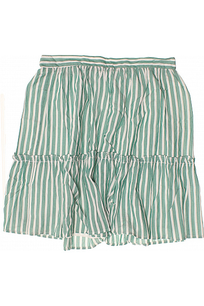 VILA Dámská Viskózová Letní Mini Sukně Zelená Bílá Pruhovaná Volná Nabíraná Velikost 38