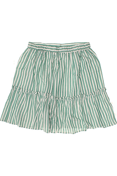 VILA Dámská viskózová letní mini sukně zelená bílá pruhovaná volná nabíraná Velikost 38 | VILA | obrázek 2