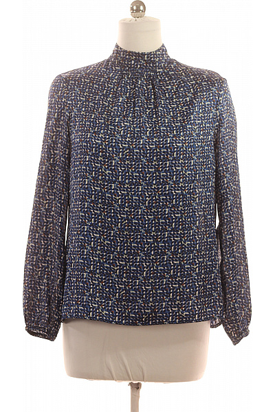 ZERO Dámská polyesterová halenka modrá vzorovaná elegantní se stojáčkem s dlouhým rukávem Vel. 40 | ZERO | obrázek 2