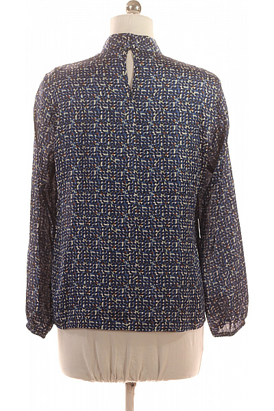 ZERO Dámská polyesterová halenka modrá vzorovaná elegantní se stojáčkem s dlouhým rukávem Vel. 40 | ZERO | obrázek 3