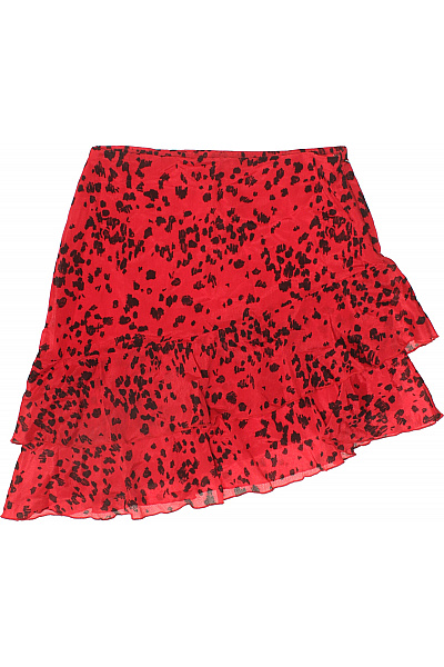 VILA Červená polyesterová mini sukně vzorovaná asymetrická s volánky Vel. M | VILA | obrázek 2