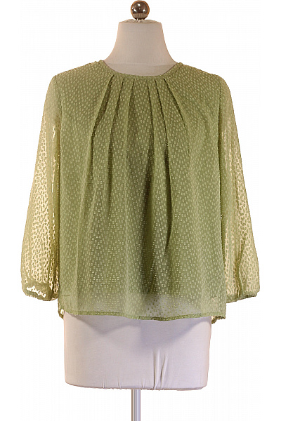 Zelená halenka s krátkým rukávem a puntíkovaným vzorem Vel. L | Unimoda | obrázek 2