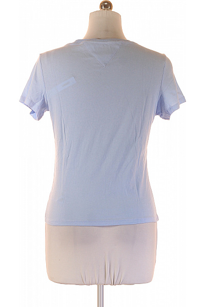 TOMMY HILFIGER Dámské bavlněné tričko modré basic krátký rukáv V výstřih Velikost xl | TOMMY HILFIGER | obrázek 3