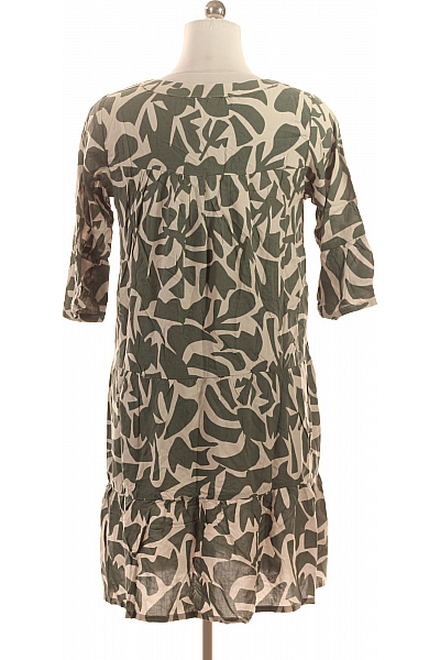 Sublevel Viskózové letní šaty volné zelené béžové abstraktní tunikové Velikost M | Sublevel | obrázek 2