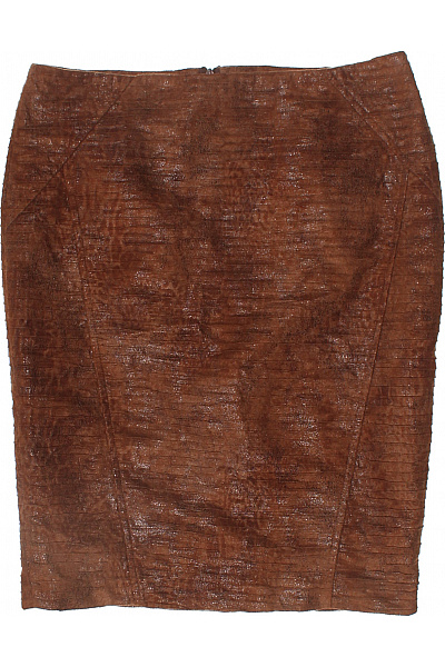 ZARA Dámská pouzdrová polyesterová sukně hnědá vzorovaná lesklá kožená Velikost M | ZARA | obrázek 2