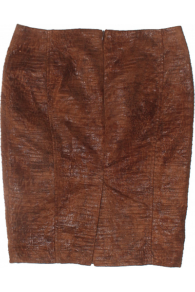 ZARA Dámská pouzdrová polyesterová sukně hnědá vzorovaná lesklá kožená Velikost M | ZARA | obrázek 3
