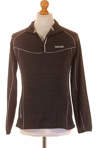 REGATTA Pánské Funkční Tričko Dlouhý Rukáv Tmavě šedé Pruhované Outdoorové Vel. UK 15