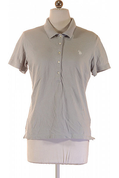 U.S.POLO ASSN. Dámské Bavlněné Polo Tričko S Krátkým Rukávem A Výšivkou šedé Vel. M