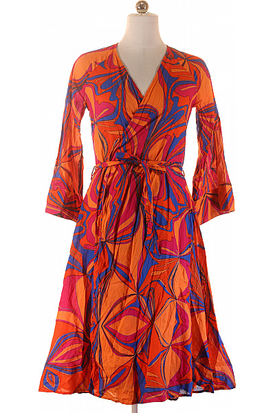 erfurt letní zavinovací šaty s páskem květované oranžové Vel. M | erfurt | obrázek 2
