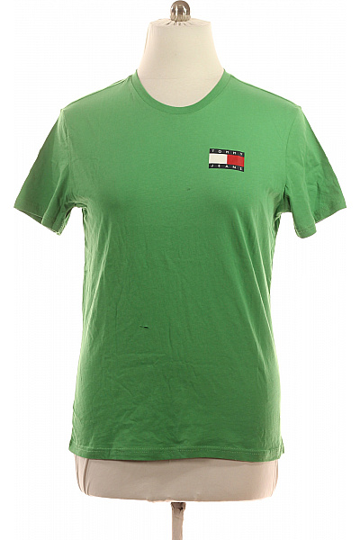 TOMMY HILFIGER Zelené Tričko S Krátkým Rukávem A Nášivkou Basic Styl Velikost L