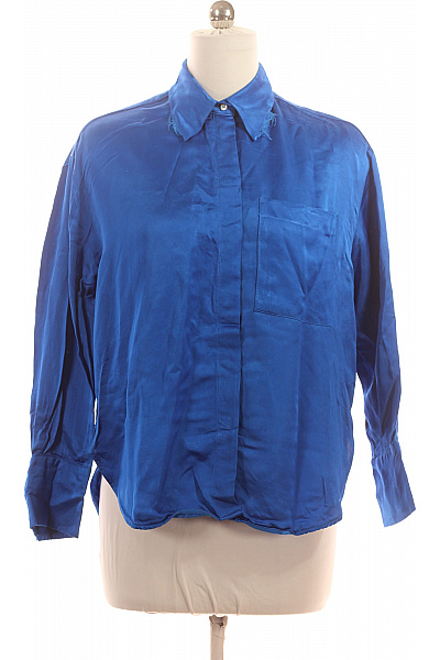 Marc O´Polo Dámská Modrá Lesklá Saténová Košile Volná Ležérní Velikost XL