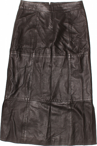 Transmission Dámská Kožená Dlouhá Sukně Hnědá Rovná Elegantní Vel. M