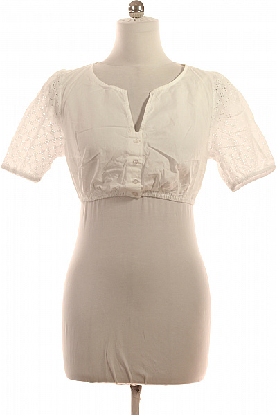 HAMMERSTEIN Bílá bavlněná halenka crop s krátkým rukávem propínací s výstřihem do V letní Vel. S | HAMMERSTEIN | obrázek 2