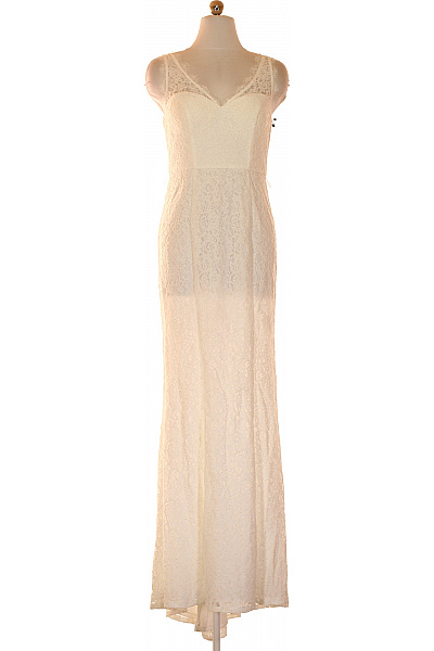 Adrianna Papell Dlouhé Krajkové šaty Na Ramínka Společenské Bílé Vel. 36