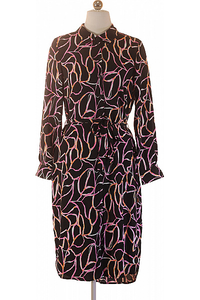 VERO MODA Dámské šaty S Dlouhým Rukávem Košilové černé S Páskem Elegantní Vel. S