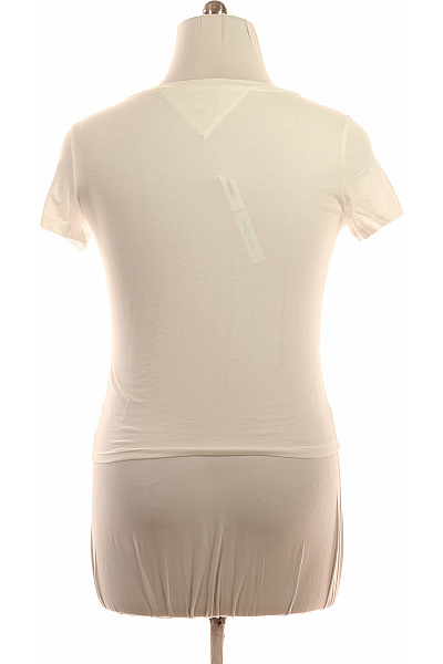 TOMMY HILFIGER Dámské bílé bavlněné basic tričko s krátkým rukávem V výstřih Velikost xl | TOMMY HILFIGER | obrázek 3