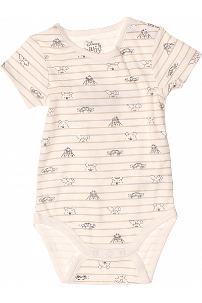 DISNEY Dětské Body S Krátkým Rukávem Pruhy Potisk Medvídek Vel. 68