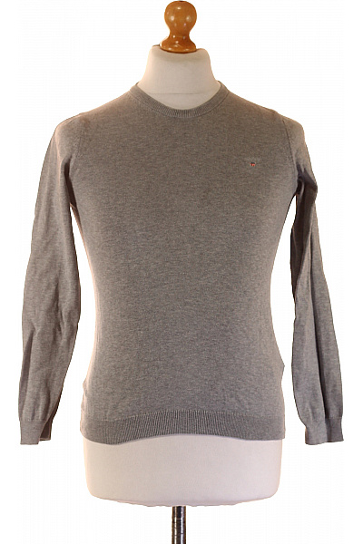 GANT Pánský Bavlněný šedý Svetr Basic Přes Hlavu Dlouhý Rukáv Velikost XS