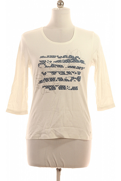 OLSEN Dámské Bílé Tričko S Tříčtvrtečním Rukávem A Květinovým Potiskem Velikost M