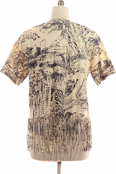 DESIGUAL Bavlněná dámská halenka s krátkým rukávem a třásněmi vzorovaná boho Vel. M | DESIGUAL | obrázek 2