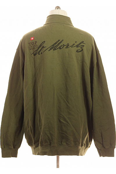 St.Moritz Zelená bavlněná mikina bez kapuce na zip s výšivkou | St.Moritz | obrázek 3