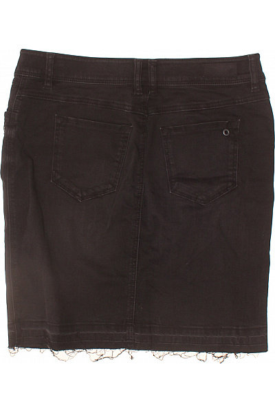 s.OLIVER Dámská bavlněná černá džínová mini sukně s cvočky a roztřepeným lemem Velikost EU 36 | s.OLIVER | obrázek 3