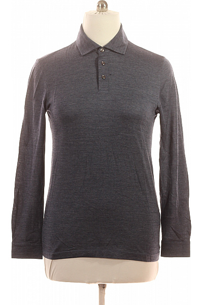 Hugo Boss Polo Tričko Dlouhý Rukáv Tmavě šedé Jednobarevné Basic Velikost M