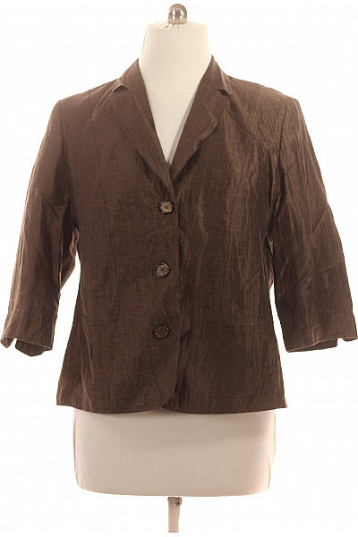 LEBEK Dámský lněný hnědý blejzr elegantní vypasovaný s 3/4 rukávem Velikost 46 | LEBEK | obrázek 2