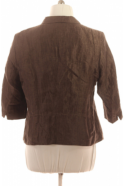 LEBEK Dámský lněný hnědý blejzr elegantní vypasovaný s 3/4 rukávem Velikost 46 | LEBEK | obrázek 3