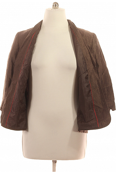 LEBEK Dámský lněný hnědý blejzr elegantní vypasovaný s 3/4 rukávem Velikost 46 | LEBEK | obrázek 4