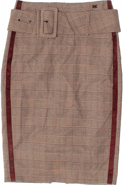 NIKKIE dámská kostkovaná midi sukně s páskem podzimní elegantní hnědá Vel. EU 34 | NIKKIE | obrázek 2