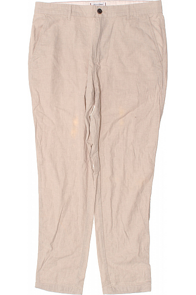 JACK & JONES Pánské Lněné Chinos Kalhoty Béžové Volné Rovné Letní Vel. 33/32