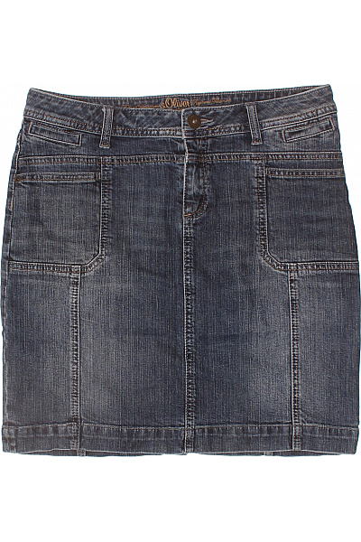 s.OLIVER Dámská bavlněná tmavě modrá džínová mini sukně s kapsami Vel. EU 38 | s.OLIVER | obrázek 2