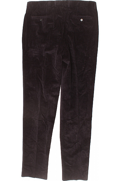 Pánské manšestrové rovné kalhoty tmavě hnědé žebrované volnočasové Vel. 50 | Unimoda | obrázek 2