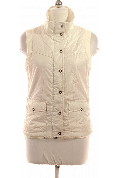 Ichi Dámská Prošívaná Polyesterová Krátká Vesta Béžová Bez Rukávů Vel. M