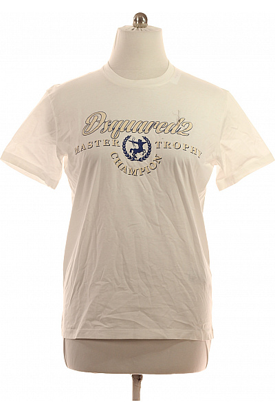 Dsquared2 Bavlněné Bílé Tričko S Krátkým Rukávem A Potiskem Velikost Xl