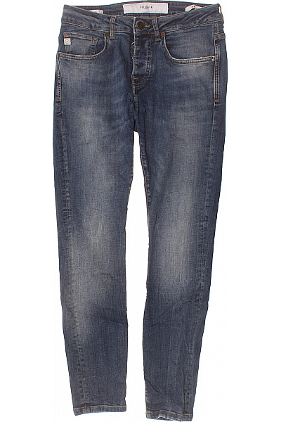 GOLDGARN Dámské Bavlněné Modré Džíny Seprané Slim Fit S Kapsami Na Knoflíky Vel. XS