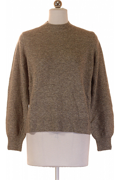 S.OLIVER Dámský Vlněný Hnědý Pulovr Se Stojáčkem žebrovaný Podzimní Teplý Crop Vel. 34