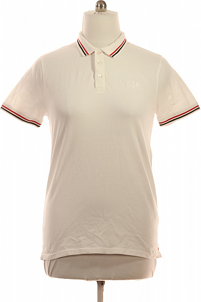 Roberto Cavalli Polo Tričko Bílé S Krátkým Rukávem A Proužky Na Límci Velikost L