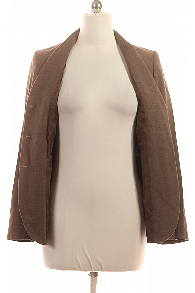 ZARA Hnědé vlněné polyesterové vypasované sako elegantní business jednořadé Vel. 38 | ZARA | obrázek 4