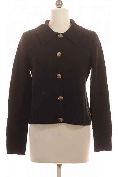 ONLY Černý Krátký Pletený Kardigan S Límečkem A Knoflíky Vel. XS