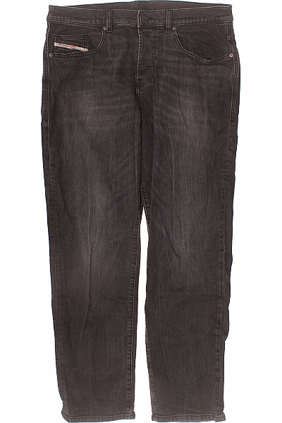 DIESEL Bavlněné Pánské Džíny Černé Rovné S Kapsami Seprané Klasické Vel. W36