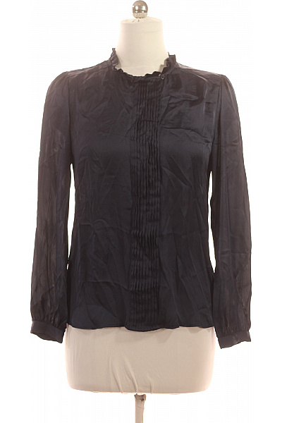 Dámská elegantní halenka s dlouhým rukávem a stojáčkem tmavě modrá Velikost 38 | Unimoda | obrázek 2