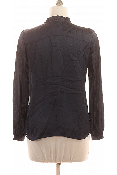 Dámská elegantní halenka s dlouhým rukávem a stojáčkem tmavě modrá Velikost 38 | Unimoda | obrázek 3