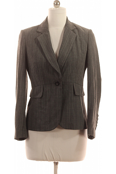 Marks & Spencer Dámský šedý polyesterový vypasovaný blejzr pruhovaný elegantní business jednořadé s jedním knoflíkem Velikost 12 | Marks & Spencer | obrázek 2