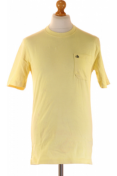 Scotch & Soda Pánské Bavlněné žluté Tričko Basic S Krátkým Rukávem A Kapsou Velikost S