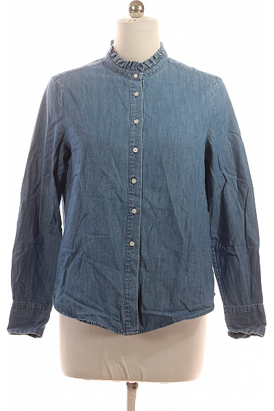 MUSTANG Dámská riflová košile dlouhý rukáv modrá volná ležérní s volánky Vel. 38 | MUSTANG | obrázek 2