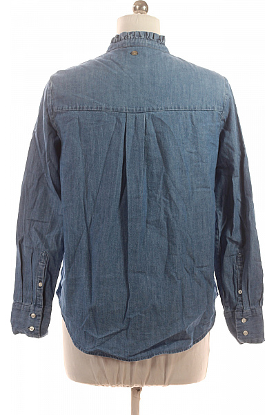 MUSTANG Dámská riflová košile dlouhý rukáv modrá volná ležérní s volánky Vel. 38 | MUSTANG | obrázek 3